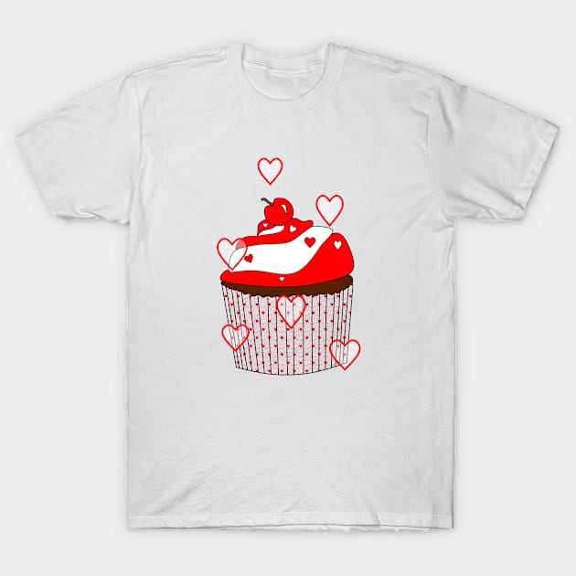 LOVE And Cupcakes Lover - Cute Cupcake Art T-Shirt by SartorisArt1